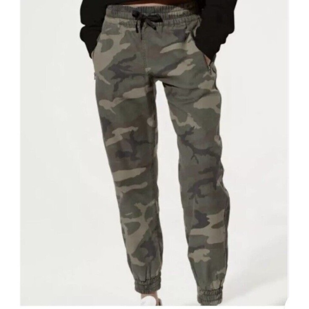 Aritzia Tna Camo Alix Joggers Pants Zipper Pockets Drawstring Waist Size L - Picture 1 of 5